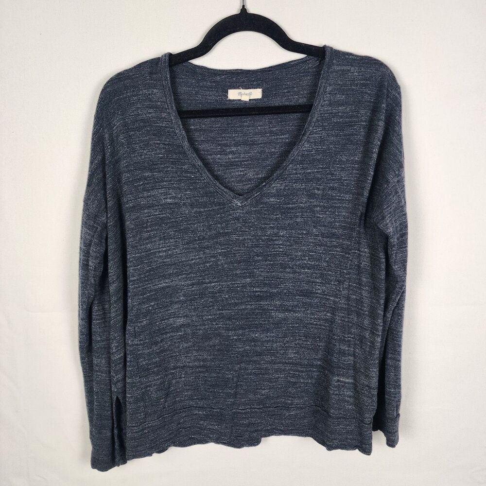 Madewell Shirt Womens Size Small Long‎ Sleeve V-neck Blue Normcore Cozy Casual